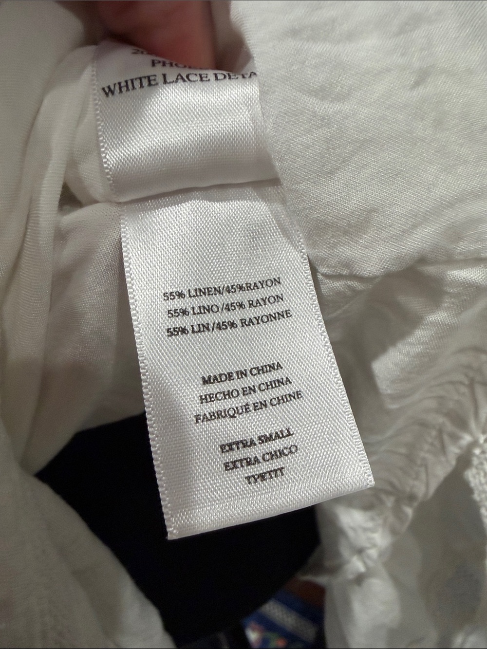 Rails White Linen Blend Boho Mini Dress XS | Lace Trim Peasant Beach Cover Up - Picture 8 of 8